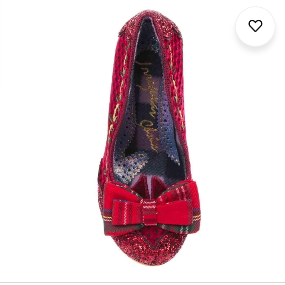 New WRAPPED UP PRETTY red glitter Embroidered Christmas Heels, Size 37, US 7 - Picture 12 of 12